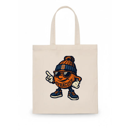 Syracuse Orange wearing Syracuse beanie with S patch - Tote Bag - white