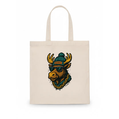 Alaska Moose wearing Anchorage beanie with pom pom and wayfarer sunglasses - Tote Bag - white