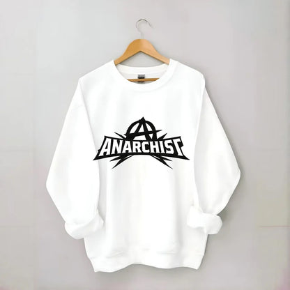 Bold typography design - "ANARCHIST" - no masters, self-governed - Crewneck Sweatshirt - white