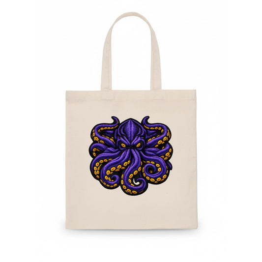 KRAKEN TENTACLES - sea monster in purple and black , deep sea - Tote Bag - white
