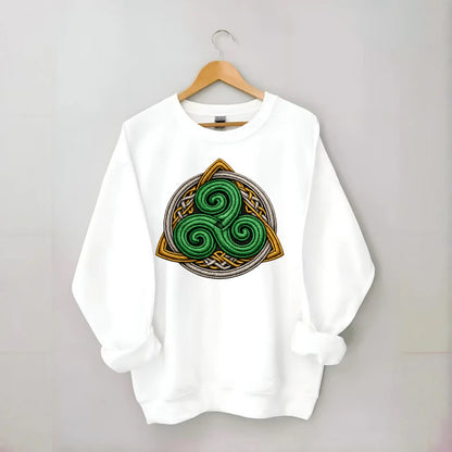 Spiral Knot Triskele - Crewneck Sweatshirt - white