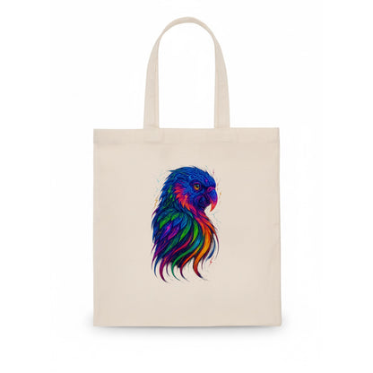 Vibrant parrot with feathers flowing into tropical rainbow streams, every color of the - Tote Bag - white