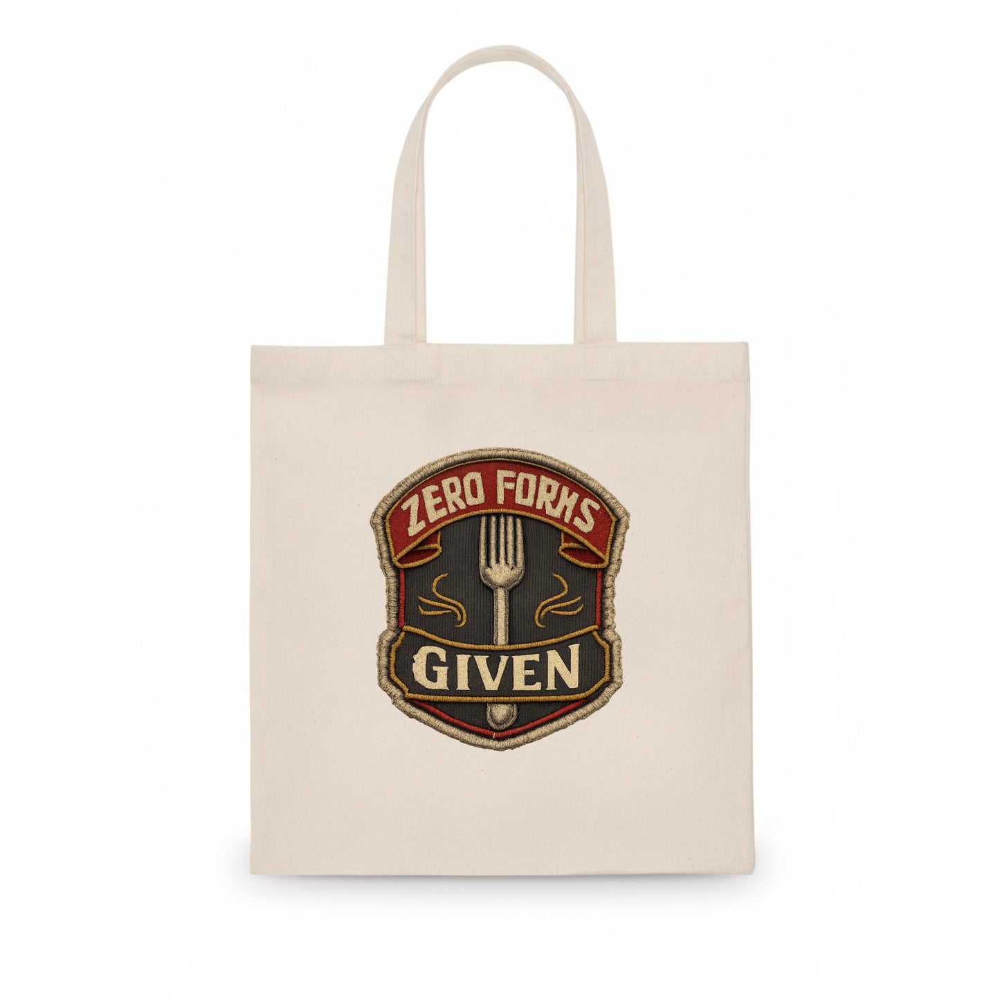ZERO FORKS GIVEN - fork with text in silver , no cares attitude - Tote Bag - white