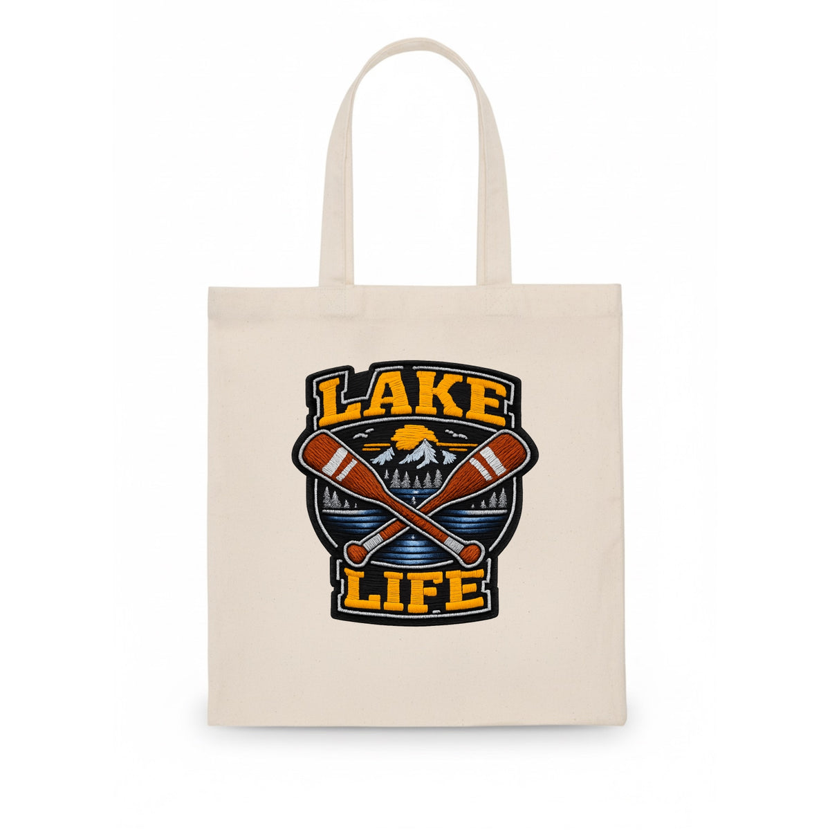 CANOE PADDLE - wooden paddle crossed in brown and cream , lake life - Tote Bag - white