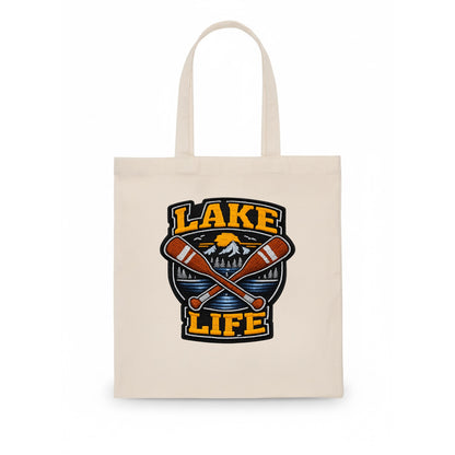 CANOE PADDLE - wooden paddle crossed in brown and cream , lake life - Tote Bag - white