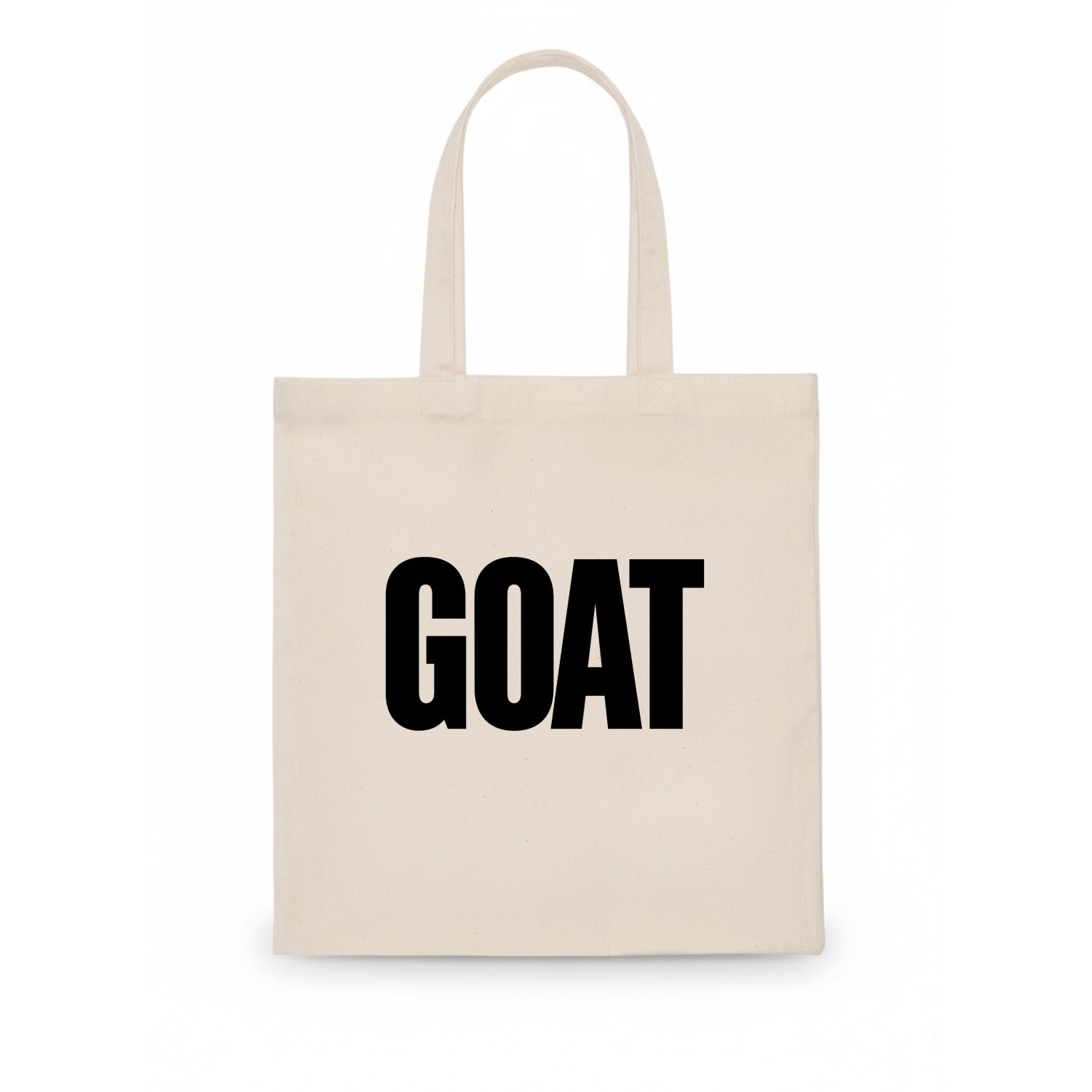Bold typography design - "GOAT" - greatest of all time - Tote Bag - white