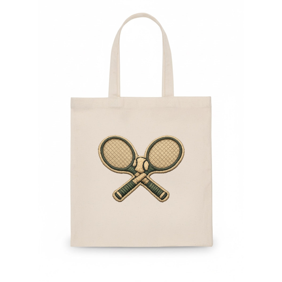 Embroidered patch design - TENNIS RACKET CROSSED - tennis rackets with ball in white and - Tote Bag - white