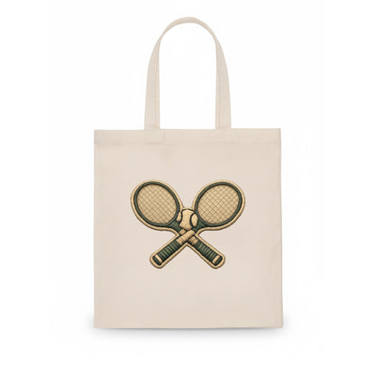 Embroidered patch design - TENNIS RACKET CROSSED - tennis rackets with ball in white and - Tote Bag - white