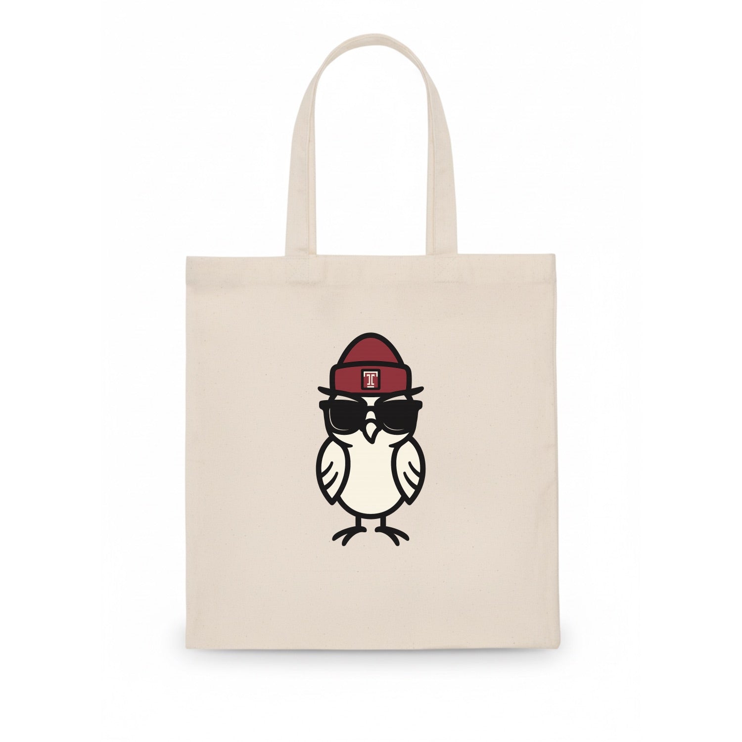 Philadelphia Owl wearing Temple beanie with T patch - Tote Bag - white