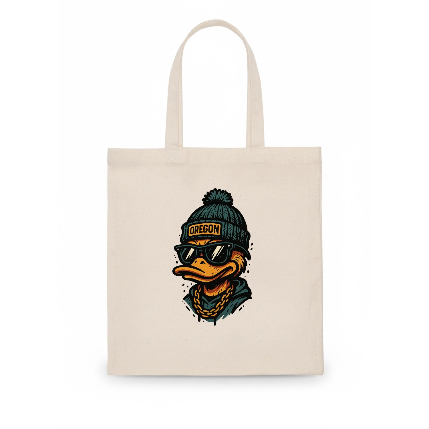 Eugene Duck wearing Oregon beanie with p - Tote Bag - white