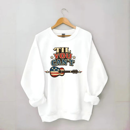 Til You Cant - Flag Guitar - Crewneck Sweatshirt - white