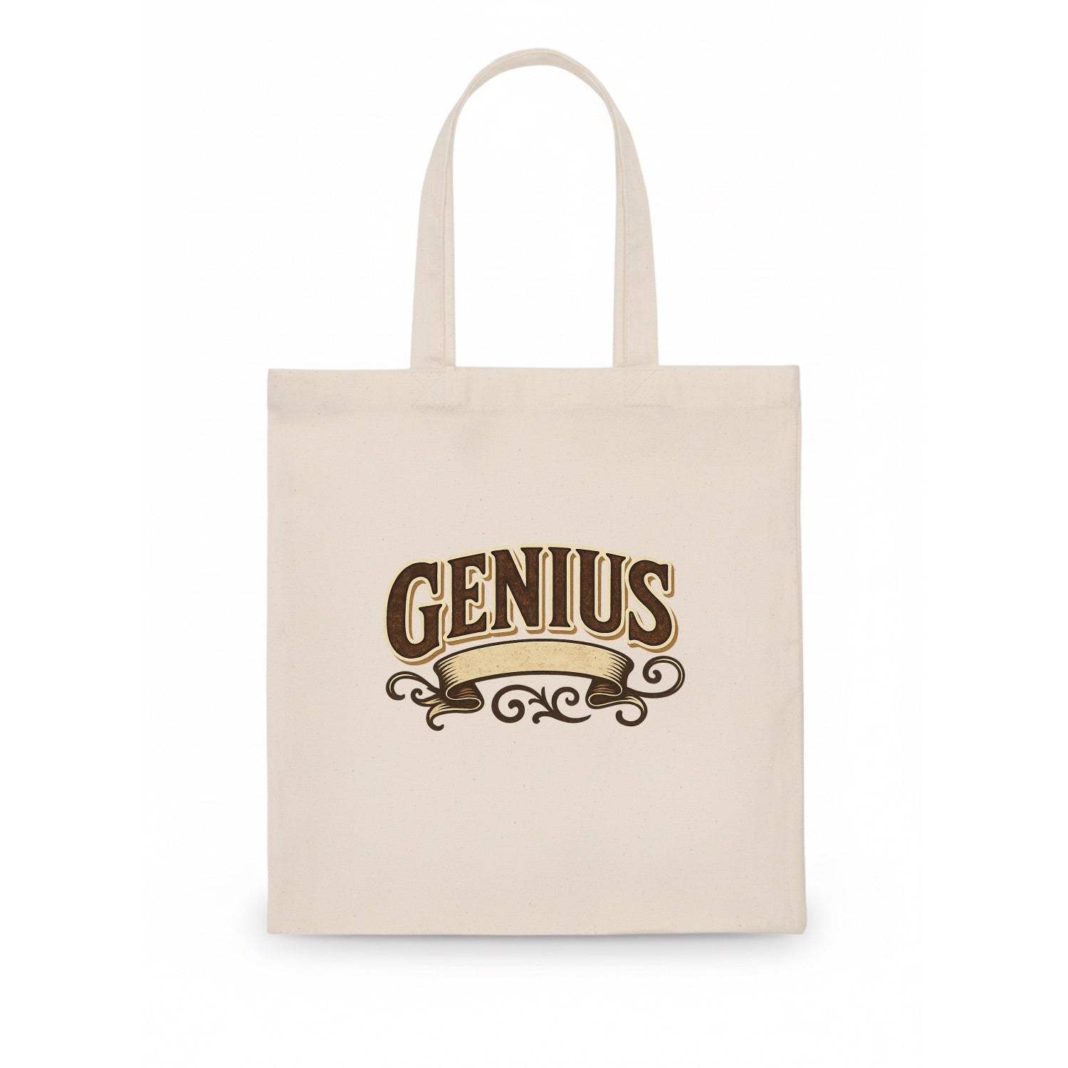 Bold typography design - "GENIUS" - exceptional intelligence, brilliance - Tote Bag - white