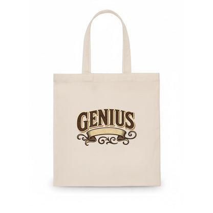 Bold typography design - "GENIUS" - exceptional intelligence, brilliance - Tote Bag - white