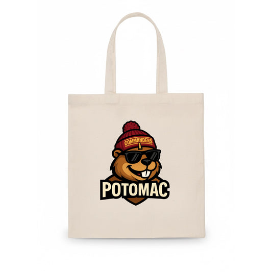Potomac Beaver wearing Commanders beanie with monument patch and wayfarer sunglasses - Tote Bag - white