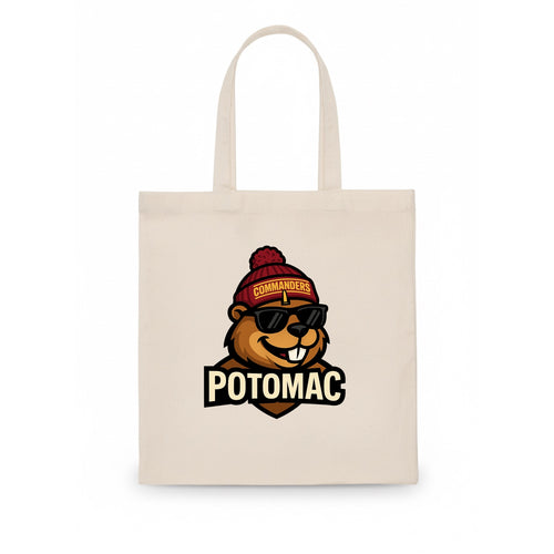 Potomac Beaver wearing Commanders beanie with monument patch and wayfarer sunglasses - Tote Bag