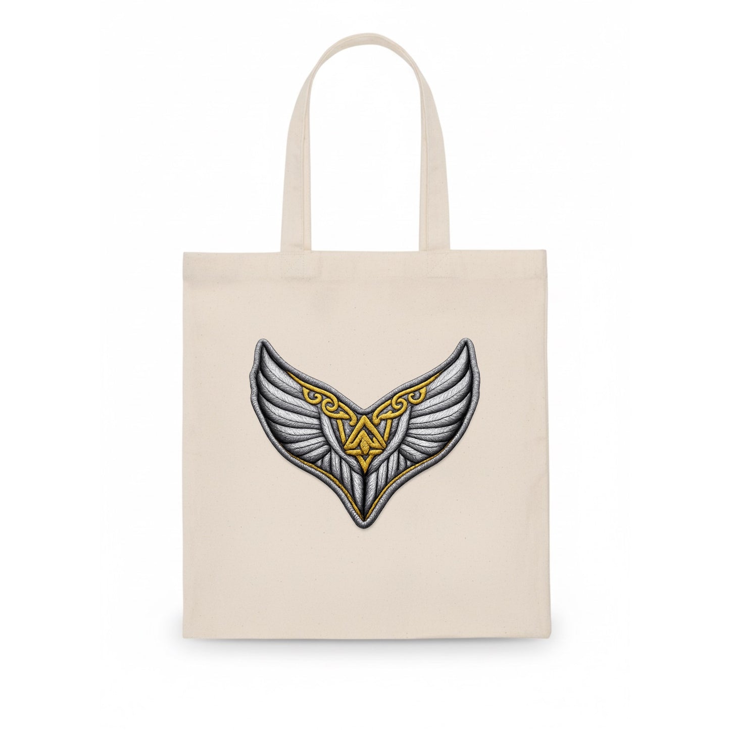 VALKYRIE WINGS - warrior maiden wings in silver and gold , Norse myth - Tote Bag - white