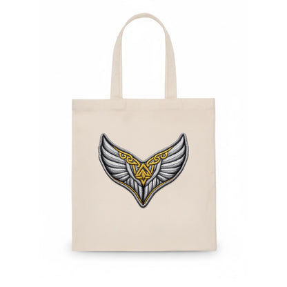 VALKYRIE WINGS - warrior maiden wings in silver and gold , Norse myth - Tote Bag - white