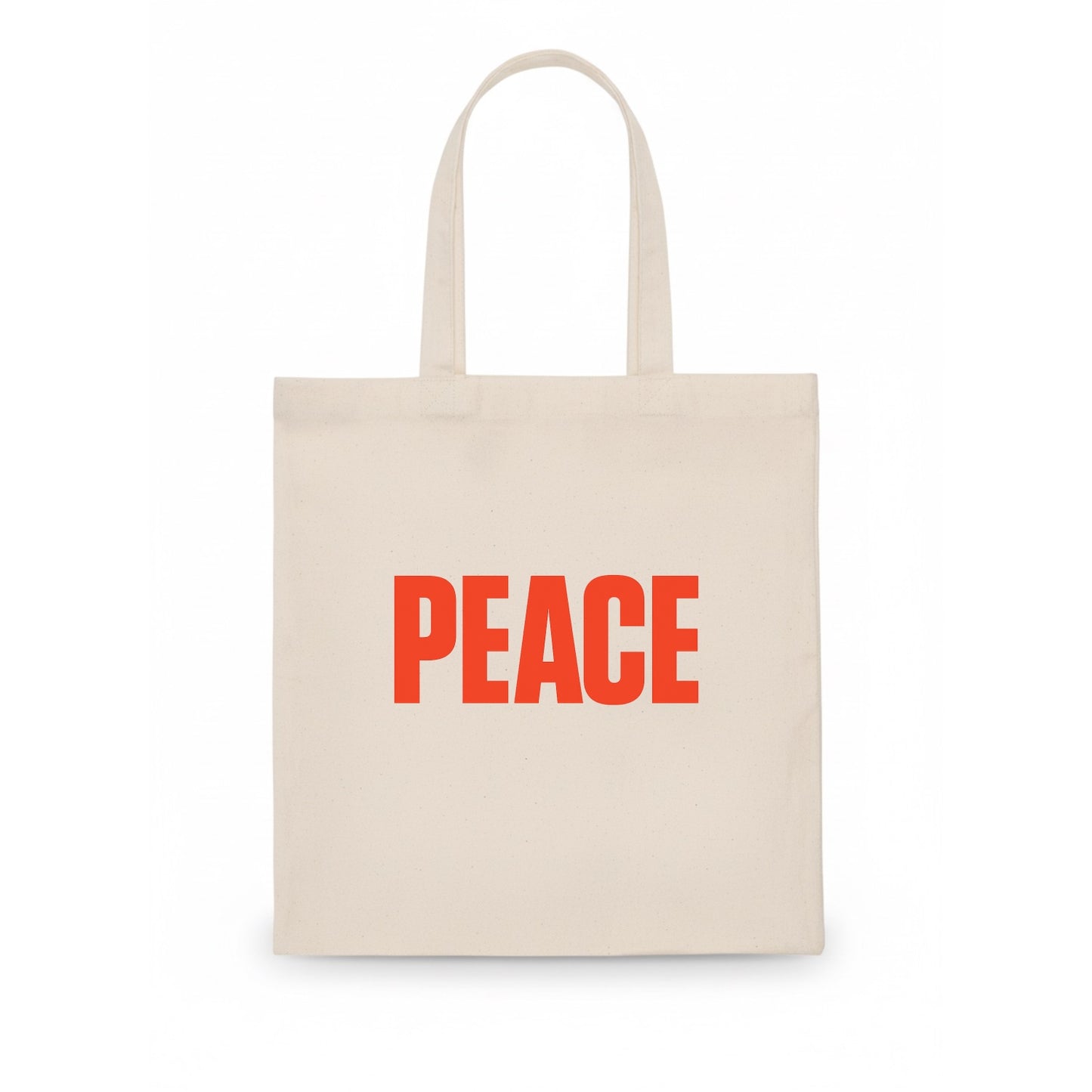 Bold typography design - "PEACE" - inner calm, tranquility, serenity - Tote Bag - white
