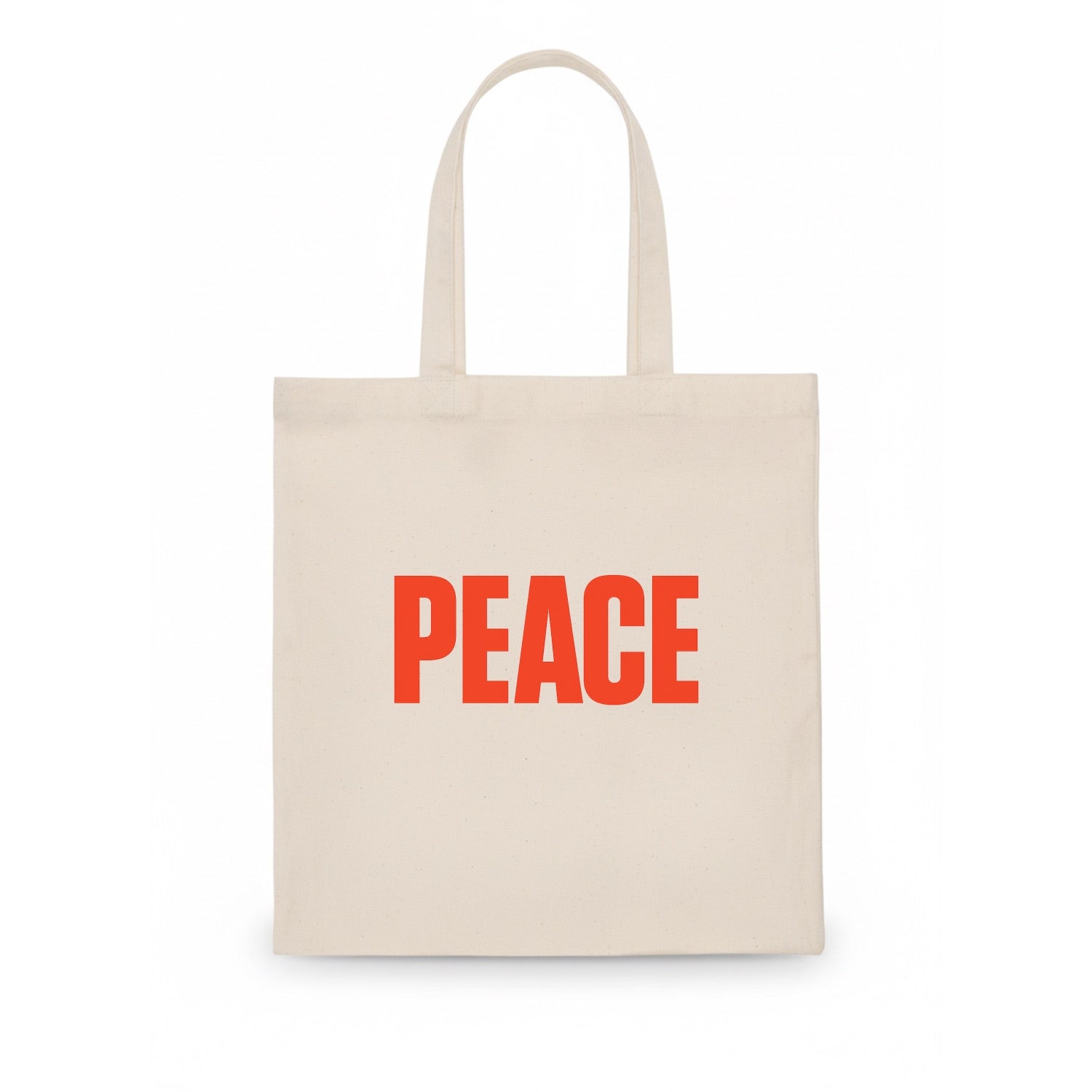 Bold typography design - "PEACE" - inner calm, tranquility, serenity - Tote Bag - white