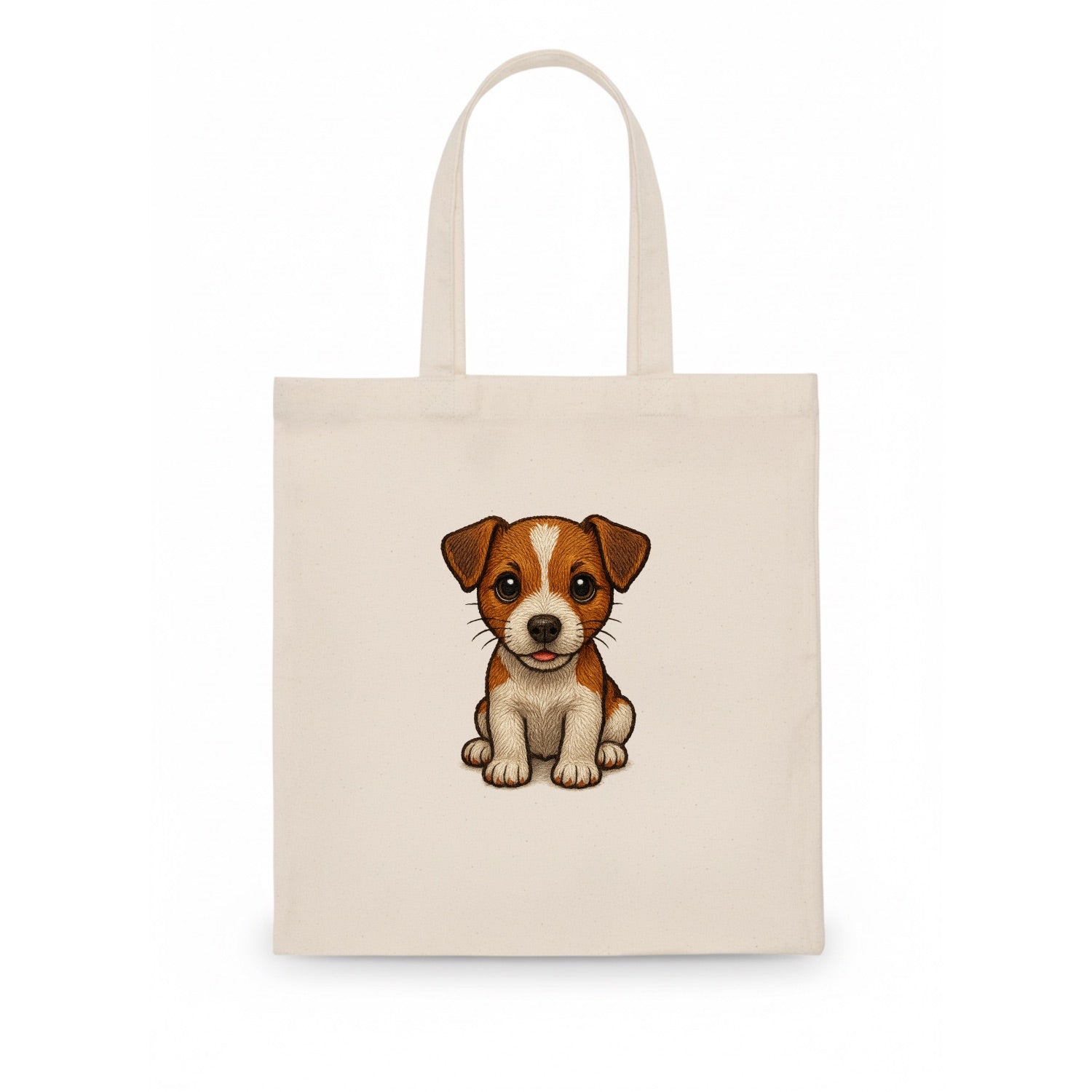 Baby Jack Russell Terrier Puppy - white with markings, alert ears, energetic eyes, - Tote Bag - white