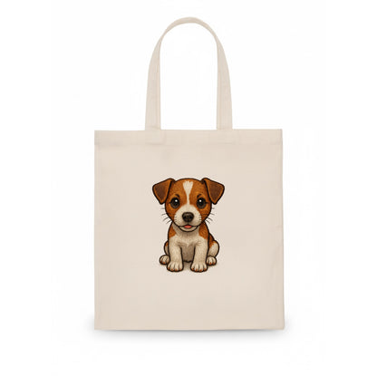 Baby Jack Russell Terrier Puppy - white with markings, alert ears, energetic eyes, - Tote Bag - white
