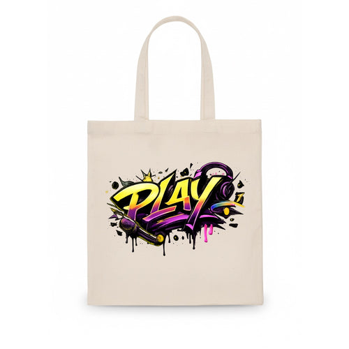 Bold typography design - PLAY - creative expression, musical performance - Tote Bag
