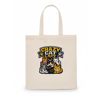CRAZY CAT LADY - cat pile in multicolor , cat collector - Tote Bag - white