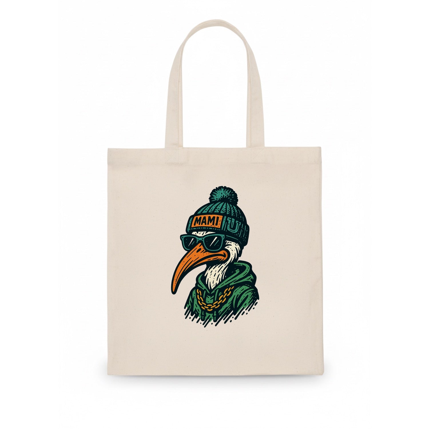 Coral Gables Ibis wearing Miami beanie with U patch - Tote Bag - white