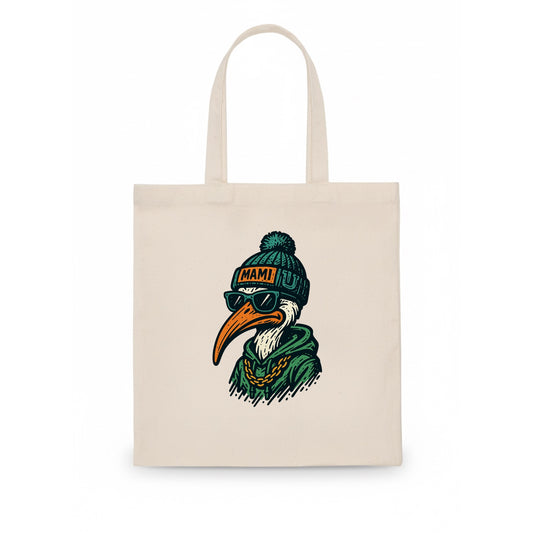 Coral Gables Ibis wearing Miami beanie with U patch - Tote Bag - white