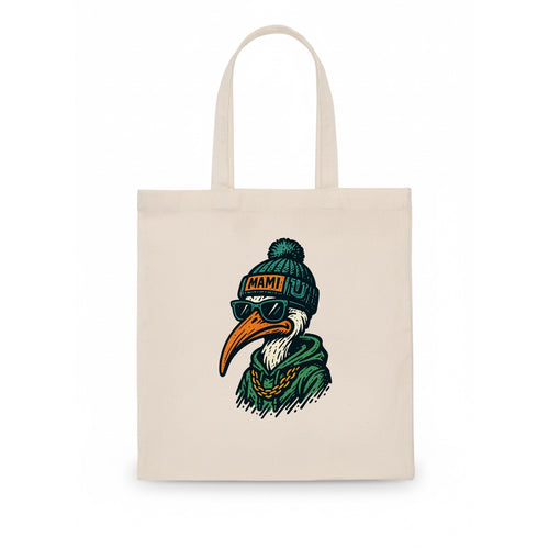 Coral Gables Ibis wearing Miami beanie with U patch - Tote Bag