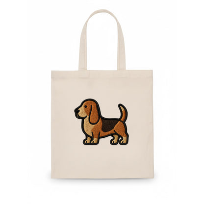 Basset Hound - Trendy low-rider design with prominent black outline - Tote Bag - white