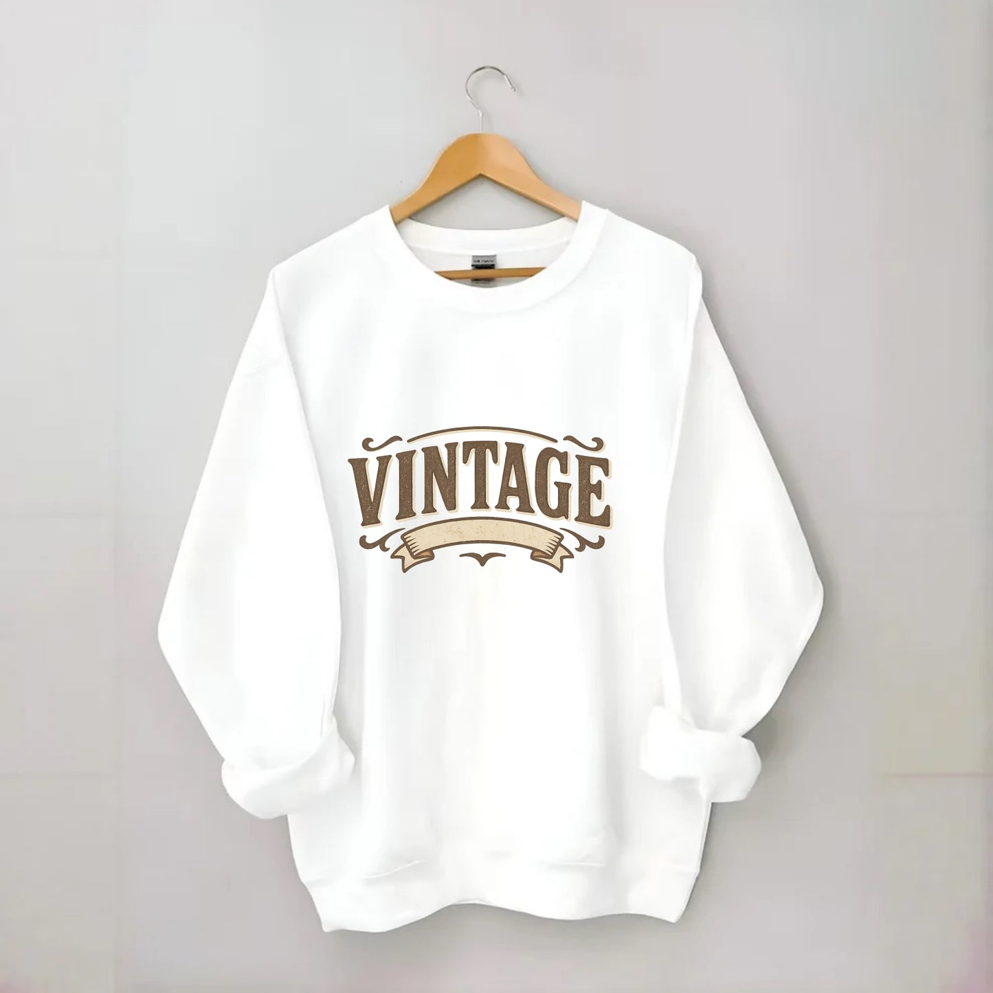 Bold typography design - "CENTERED" - aligned, focused, balanced within - Crewneck Sweatshirt - white