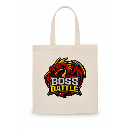 BOSS BATTLE - dragon silhouette in red and gold , raid - Tote Bag - white