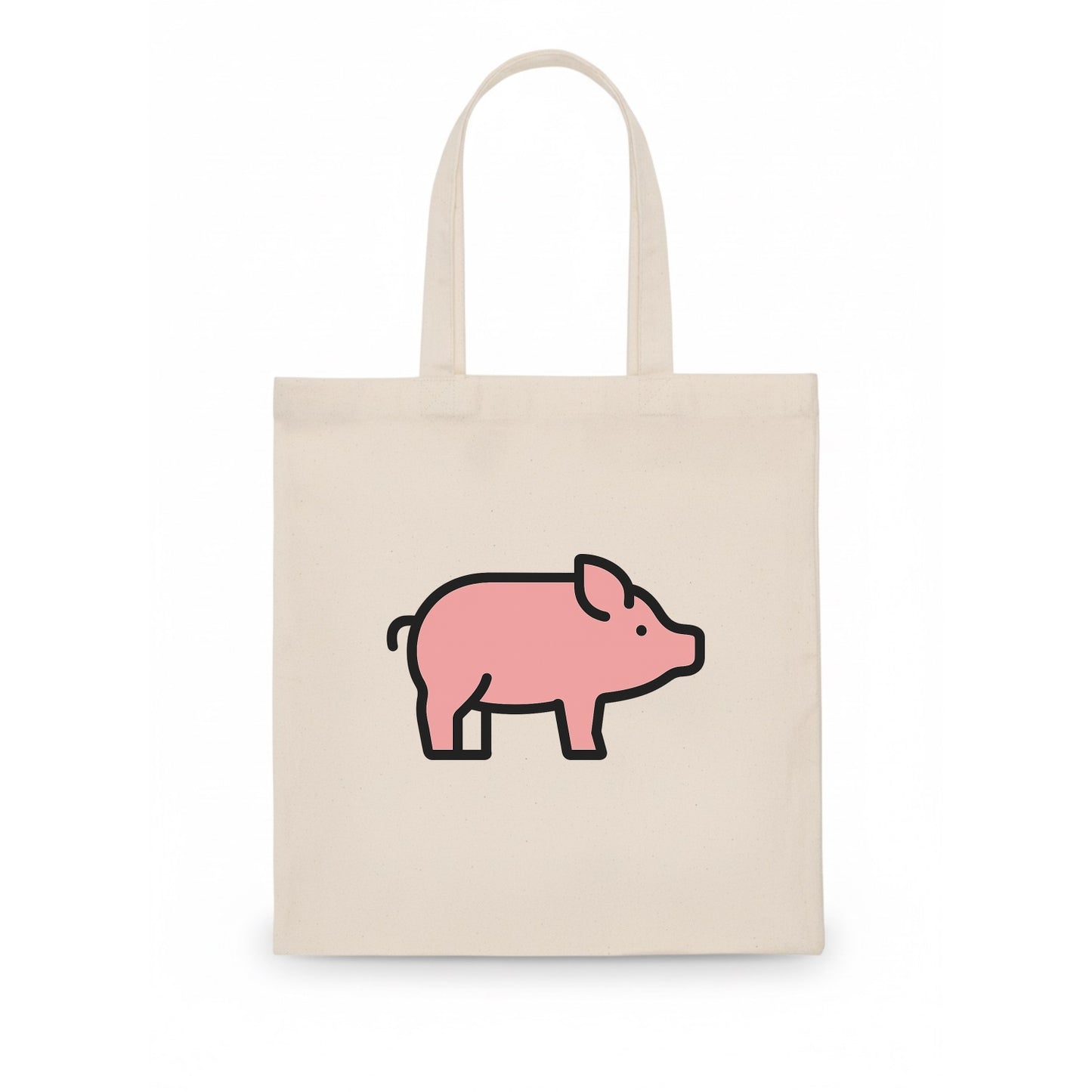 Pig - Pink farm pig flat side profile - Tote Bag - white