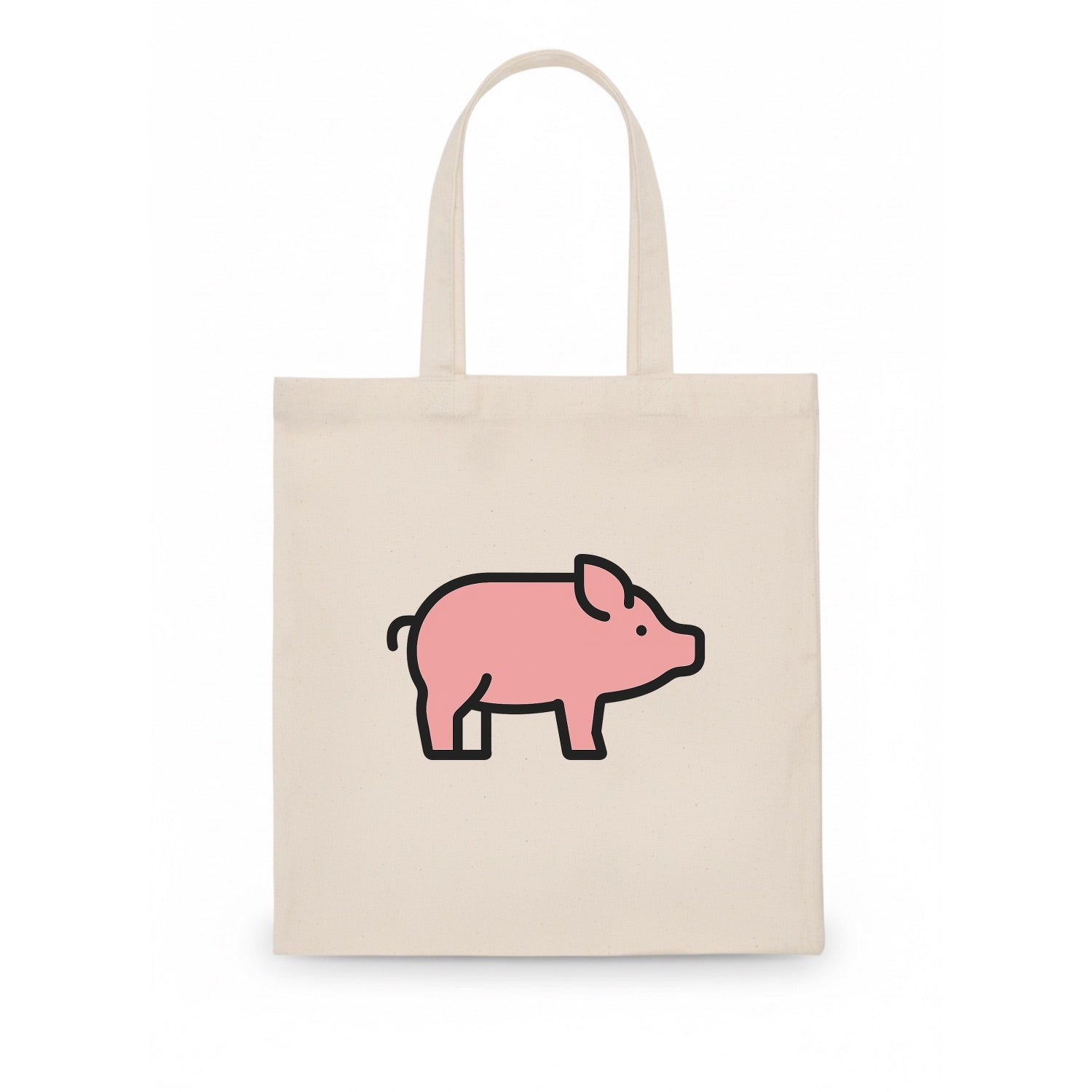 Pig - Pink farm pig flat side profile - Tote Bag - white
