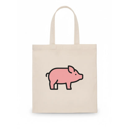 Pig - Pink farm pig flat side profile - Tote Bag - white