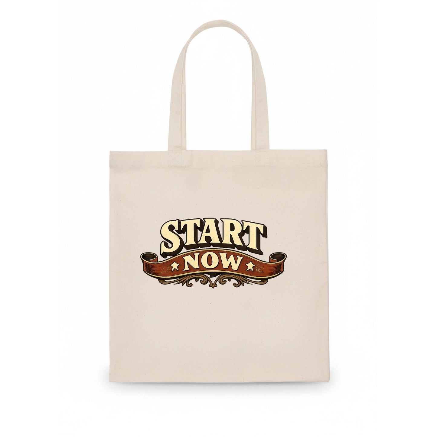 Bold typography design - "START NOW" - begin immediately, no delay - Tote Bag - white
