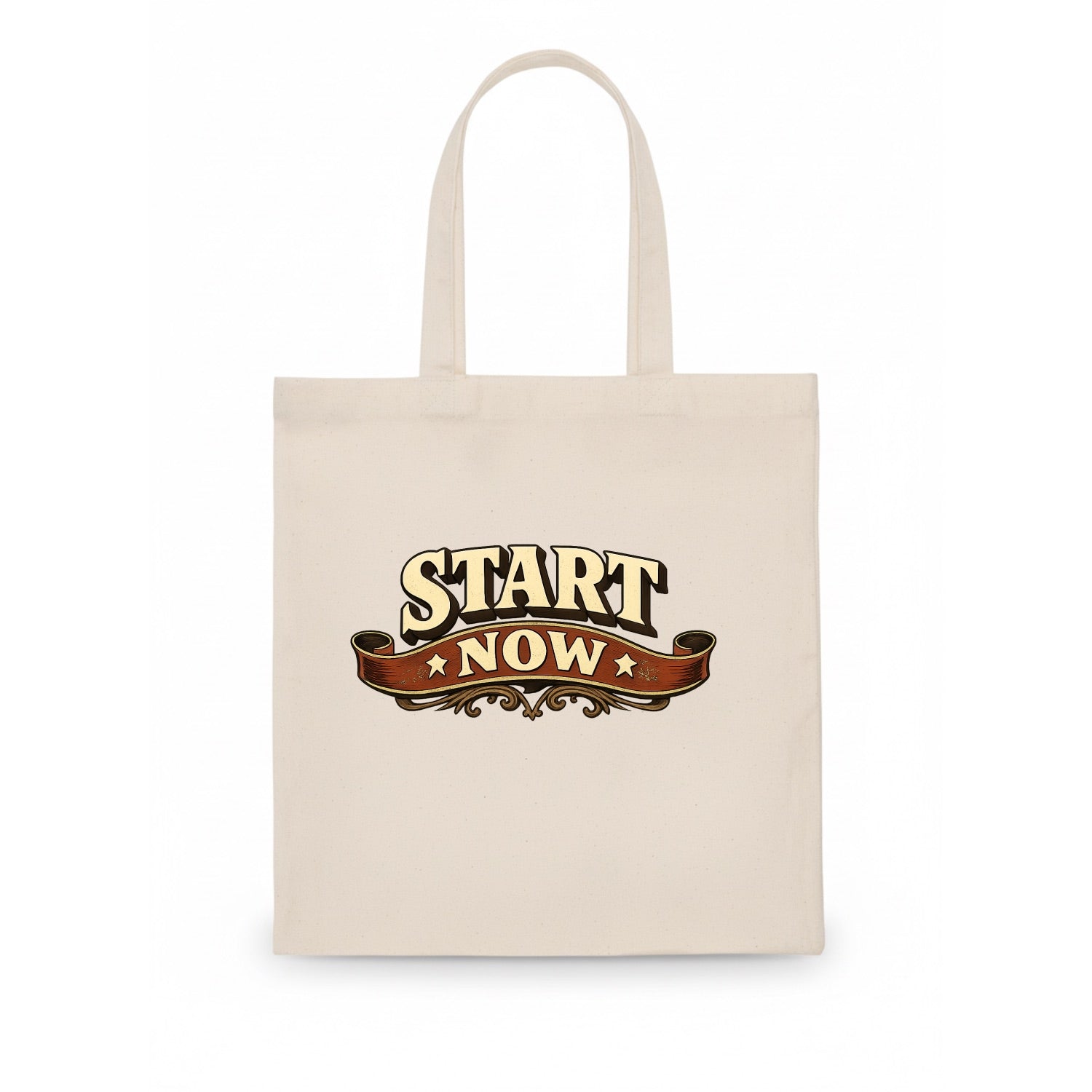 Bold typography design - "START NOW" - begin immediately, no delay - Tote Bag - white