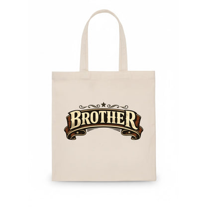 Bold typography design - "BROTHER" - male bond, brotherhood - Tote Bag - white