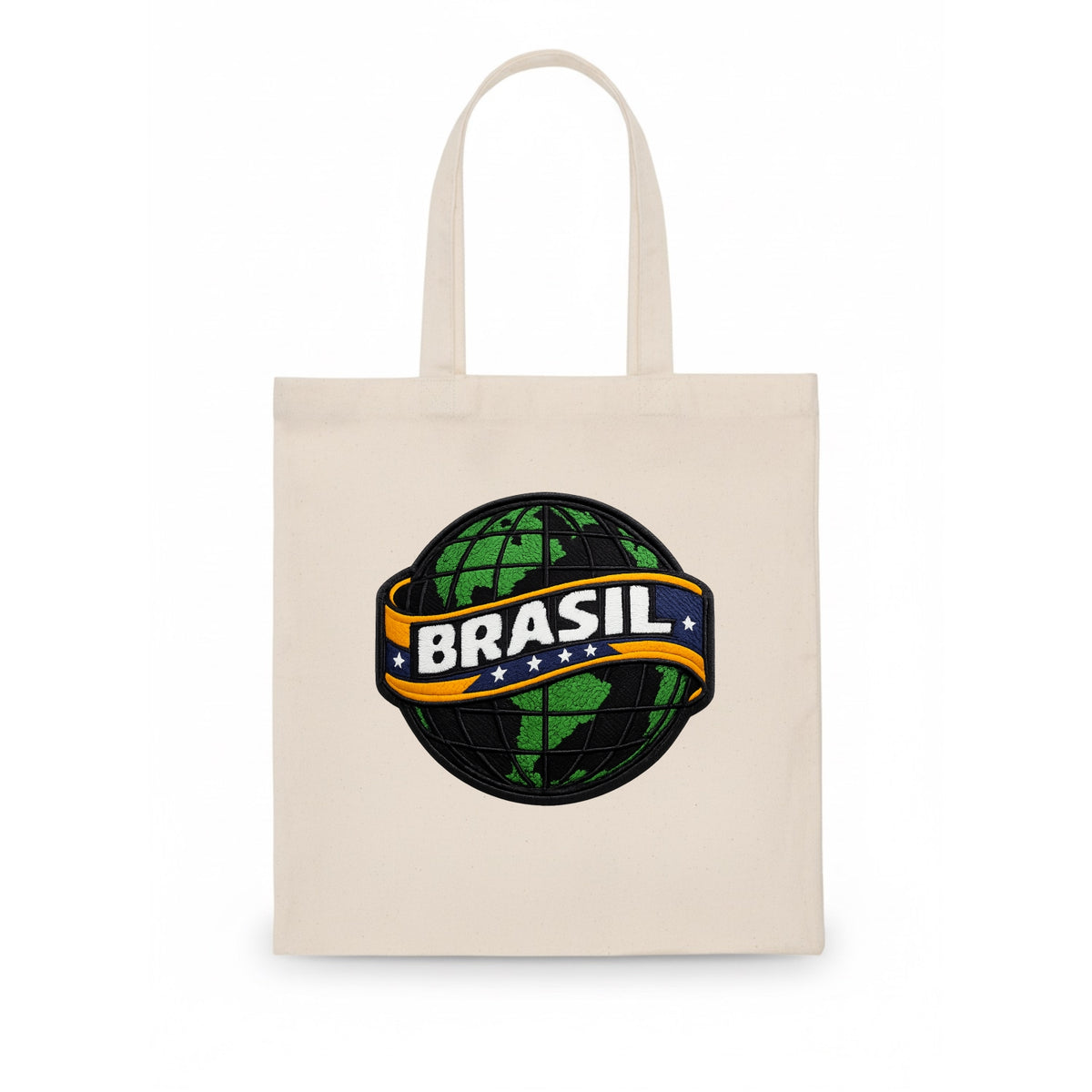 BRAZILIAN FLAG GLOBE - green globe with banner in green yellow blue , Brasil - Tote Bag - white