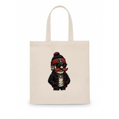 Lubbock Raider wearing Texas Tech beanie with guns up patch - Tote Bag - white