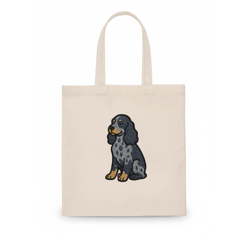 English Cocker Spaniel - Blue roan embroidered sitting pose - Tote Bag