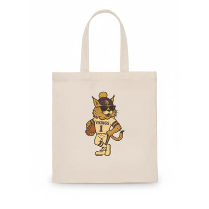 Minneapolis Lynx wearing Vikings beanie with Norse patch and wayfarer sunglasses - Tote Bag - white