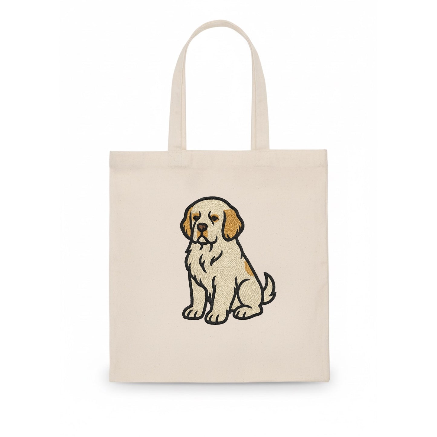 Clumber Spaniel - White with lemon markings embroidered pose - Tote Bag - white