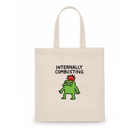 INTERNALLY COMBUSTING | Calm exterior exploding inside - Tote Bag - white