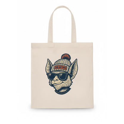 San Antonio Bat wearing San Antonio beanie with pom pom and wayfarer sunglasses - Tote Bag - white