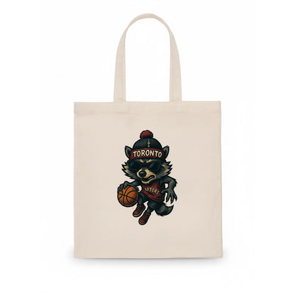 Toronto Raccoon wearing Raptors beanie with CN Tower patch and wayfarer sunglasses - Tote Bag - white