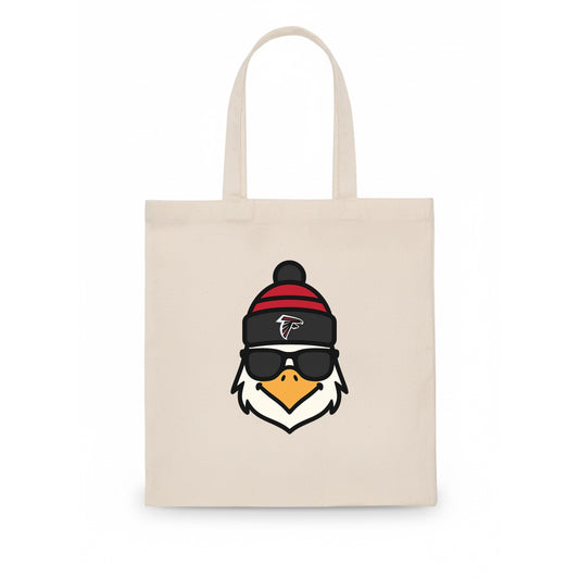 Atlanta Falcon wearing Falcons red and black beanie with pom pom and wayfarer sunglasses - Tote Bag - white