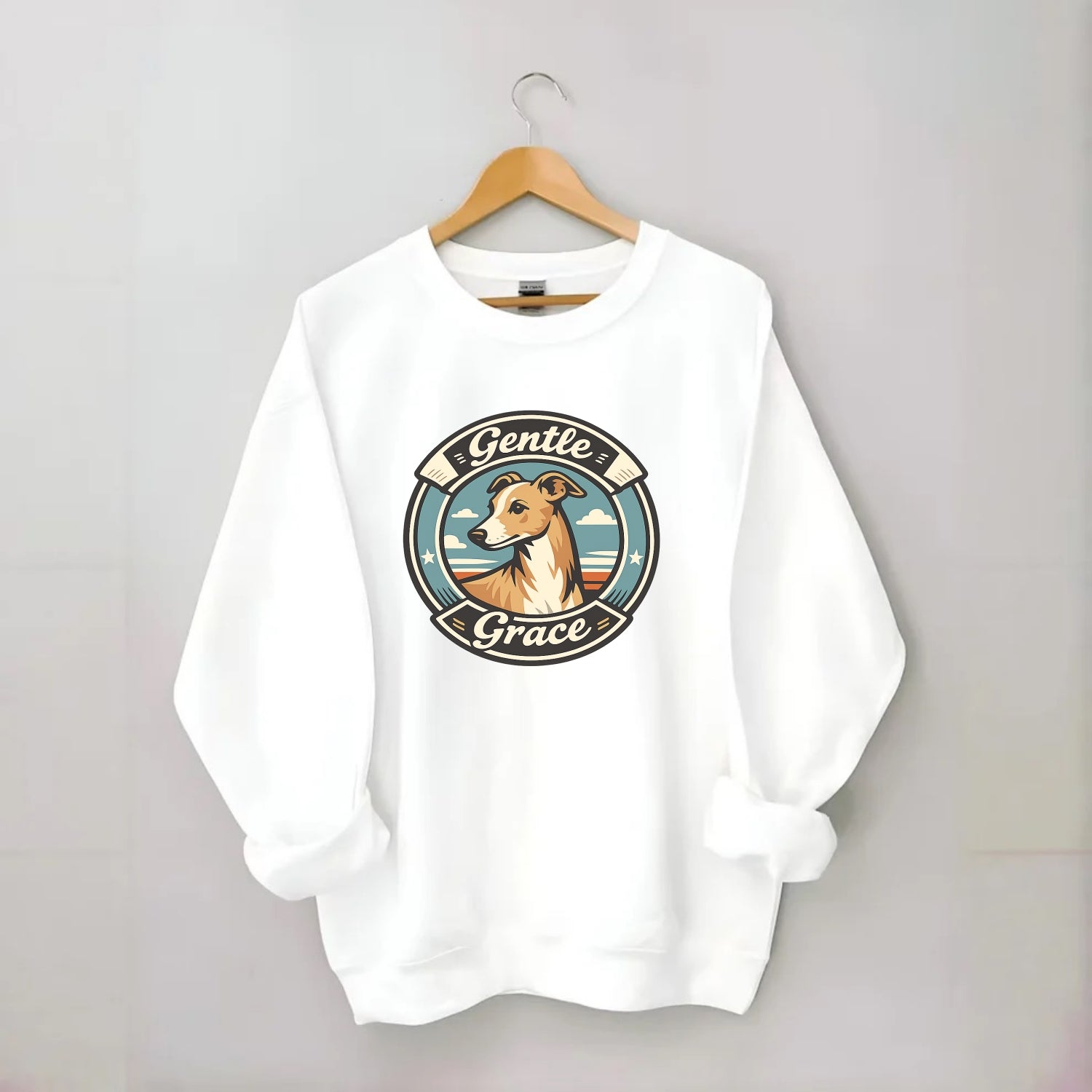 Gentle Grace of the Whippet - Crewneck Sweatshirt - white