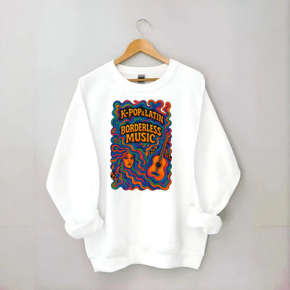 K-Pop and Latin fusion explosion - "Borderless Music" - cross-cultural sounds - Crewneck Sweatshirt - white